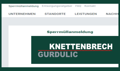 Sperrmüll online anmelden über die Internetseite der Firma Knettenbrech + Gurdulic Service GmbH